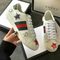 baskets paire de chaussures gucci femmes five stars of cowhide white